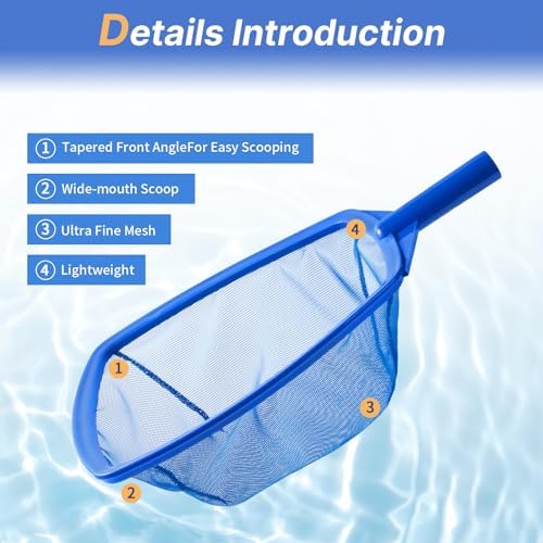 Pool Skimmer Net, 26" Aluminum Pole, Ultra Fine Mesh for Leaves & Debris