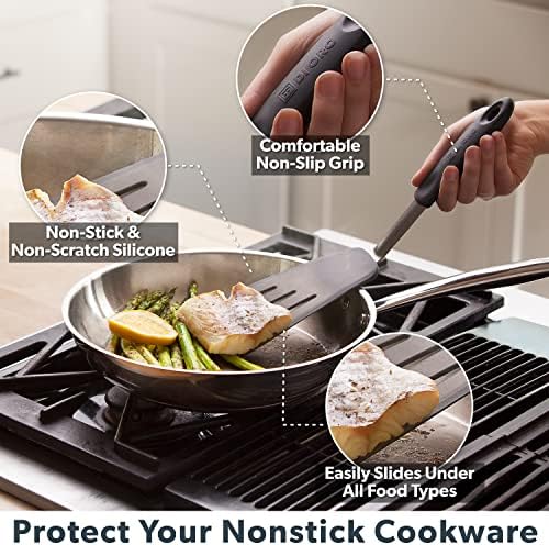 DI ORO Chef Series Silicone Turner Spatula Set - 600F Heat Resistant, 3-Pc