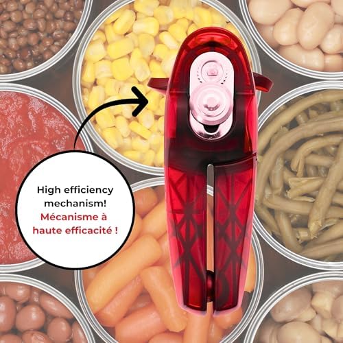 Starfrit Little Beaver Can Opener, Safe, Comfort Grip, Red