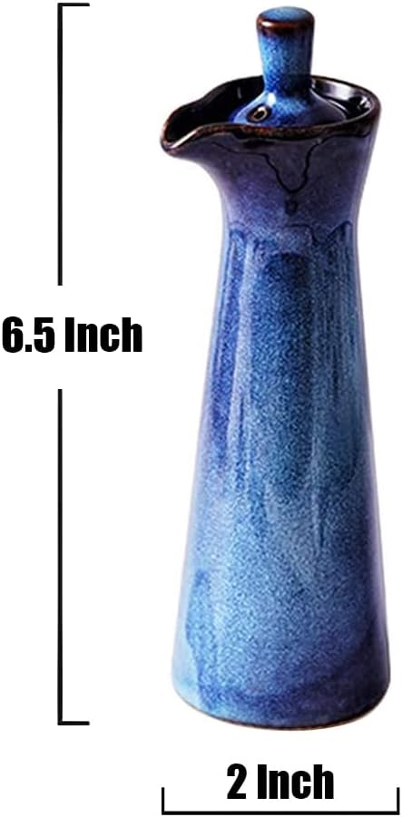 Small Ceramic Olive Oil Dispenser Bottle for Storage Of Oil, Vinegar, Soy Sauce, 120ml / 4oz - Blue
