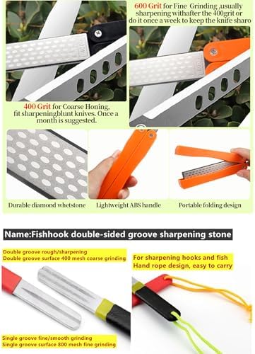 400/600 Grit Portable Handheld Double Sided Sharpener Pocket Diamond Knife Sharpening Stone, Portable Fish Hook File Fishing Hook Sharpener,Dart Sharpener for Steel Tip(4pcs)