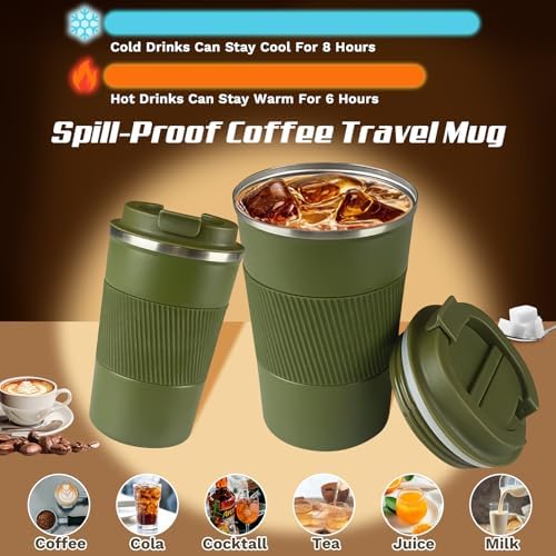Vacuum Insulated Stainless Steel Travel Coffee Mug,Leak Proof Cup with Lid