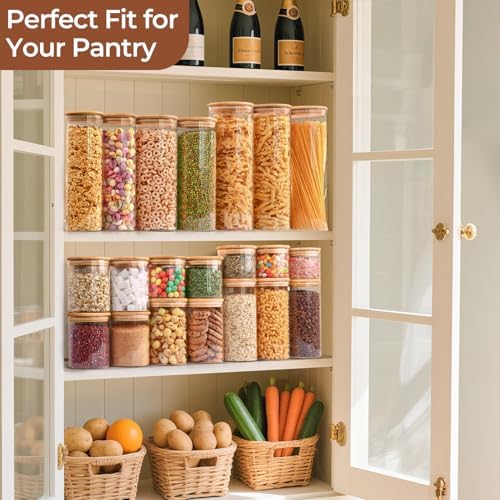 ComSaf Glass Storage Containers with Lids 0.5 Qt, 6 Pack Small Glass Jars
