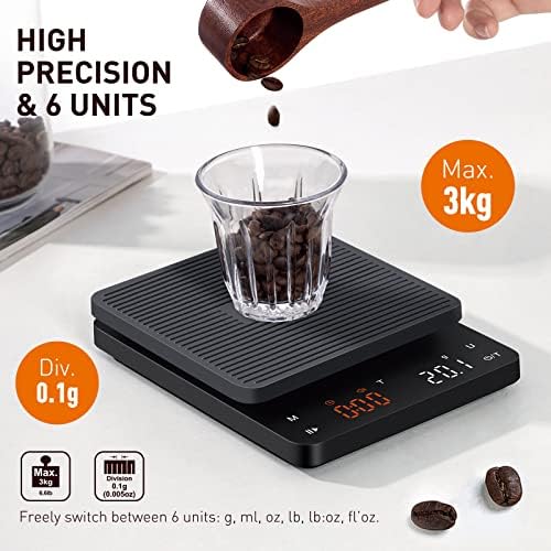 BAGAIL Coffee Scale with Timer, 0.1g/3kg Precision