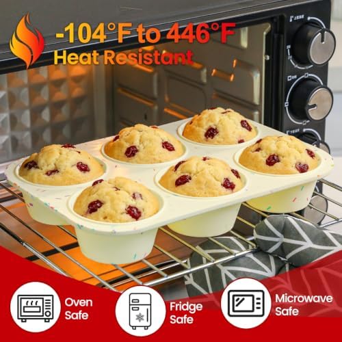 Silicone Muffin Pan for Baking, Large Muffin Pan 6 Cup Jumbo Size