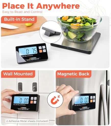 Atogou Wireless Kitchen Scale, 22lb/10kg Food Scale with Detachable Display