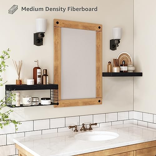 QEEIG Bathroom Shelves Over Toilet Wall Mounted (Black, Set of 2, 15.7")