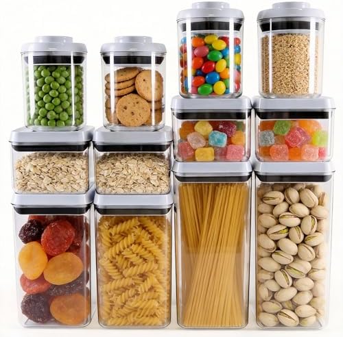 Pop Push Button Airtight Food Storage Containers 12 Pack