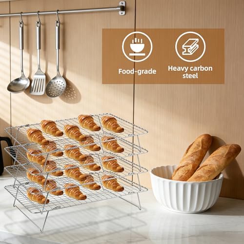Cooling Rack 16"x10", 4-Tier Stackable & Collapsible Cooling Racks