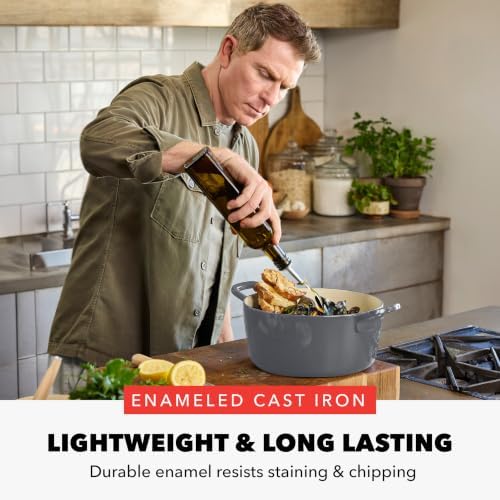 GreenPan x Bobby Flay 5.5QT Enameled Cast Iron Dutch Oven With Lid, Slate