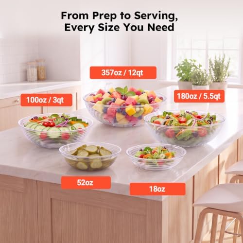 Commercial Polycarbonate Serving Bowl, 52 oz, 4 Pack, Dishwasher Safe