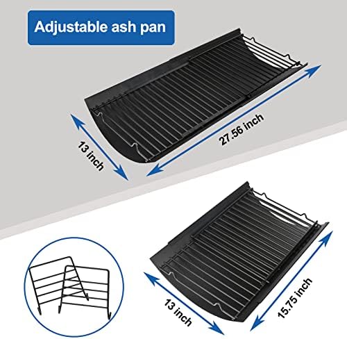 Uniflasy 15.75" - 27.56" Adjustable Ash Pan Replacement for Chargriller 5050 1224 5072 5650 2121 E1224 3001 5252 2123 1324, Fit Oklahoma Joe's, Royal Gourmet, Charbroil Replacement Part Grill Grate