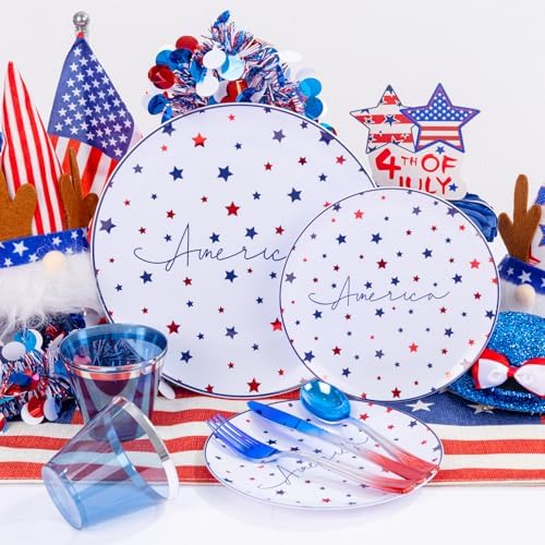 EjonirInjonir 180pcs 4th of July Plastic Plates for Independence Day