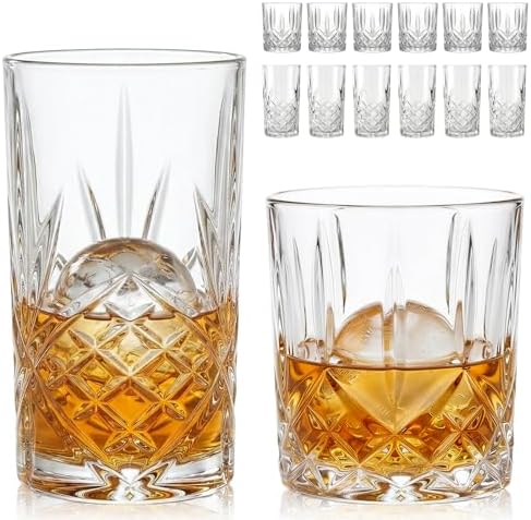 Moretoes Crystal Cocktail Glasses Drinking Glasses Set of 12 Glass Cups