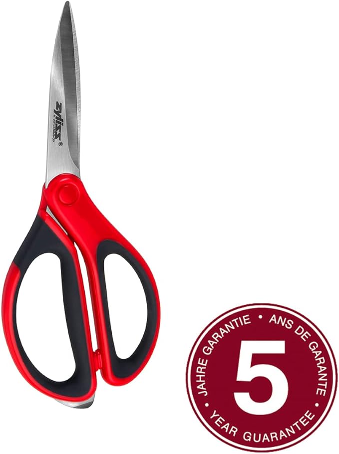 Zyliss 2-Piece Stainless Steel Kitchen Scissor & Shear Set – 7" Red & 9" Black – Micro-Serrated Blades, Soft-Touch Grip, Heavy-Duty Hinge & Box Cutter – Food Prep & Household Use Durable & Versatile