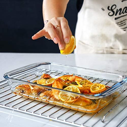 M MCIRCO 8 Piece Deep Glass Baking Dish with Lids, BPA free, Red