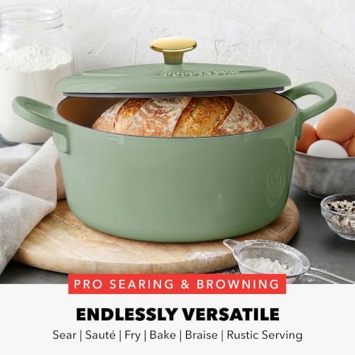 GreenPan x Bobby Flay 5.5QT Enameled Cast Iron Dutch Oven With Lid, Green