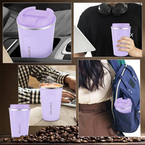 CS COSDDI 12 oz Coffee mug - Stainless Steel Coffee Cup with Leakproof Lid