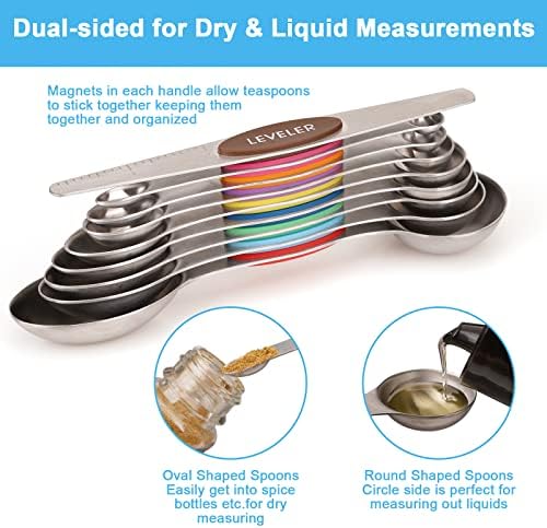 Aovchei 9 PCS MultiColor Magnetic Measuring Spoons Set
