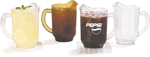 Carlisle FoodService Products Versapour Plastic Pitcher for Kitchen and Restaurant, Polycarbonate, 60 Ounces, Amber, (Pack of 6)