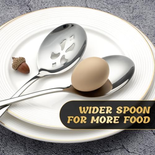 10-Inch 6 Piece Serving Spoon Set - 3 Large, 3 Slotted