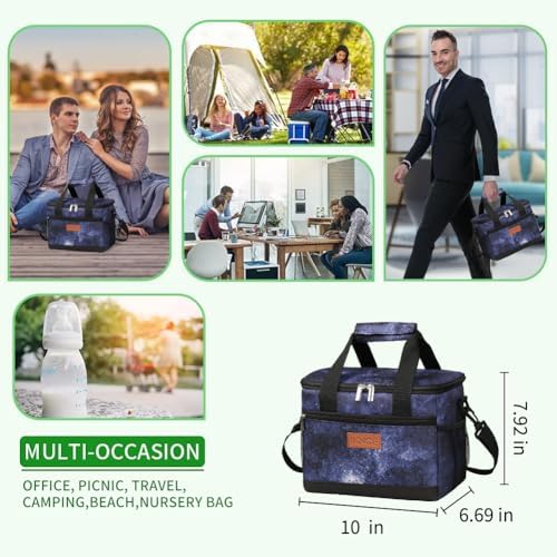 iknoe Insulated Lunch Bag, Foldable 8.5L Cooler Bag for Men & Women, Lunch Box