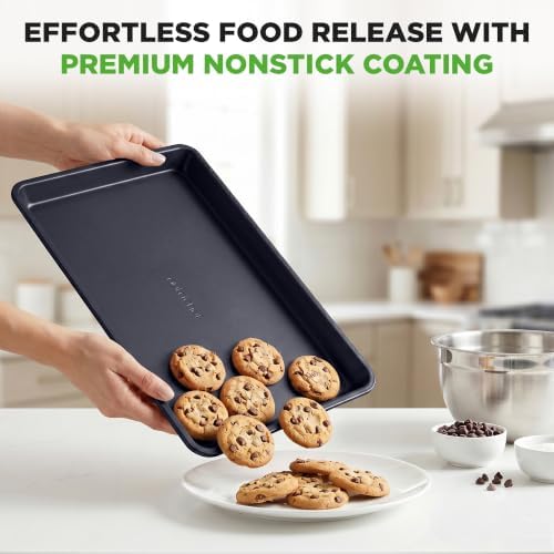 NutriChef Non-Stick Cookie Sheet Baking Pans, 2-Piece Oven Baking Trays w/ Superior Nonstick Coating - 15" x 11" & 13" x 9" Sizes for Convenient Roasting & Baking - Dishwasher Safe