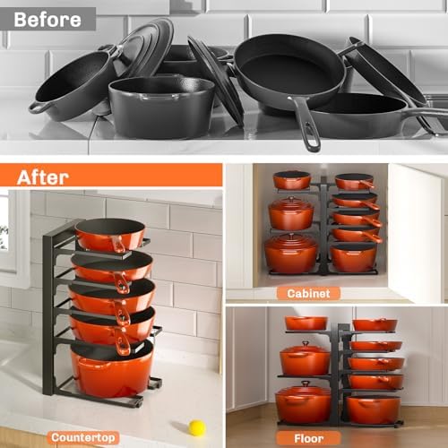 MUDEELA 8-Tier Pots and Pans Organizer under Cabinet, 15.9" H Heavy-duty