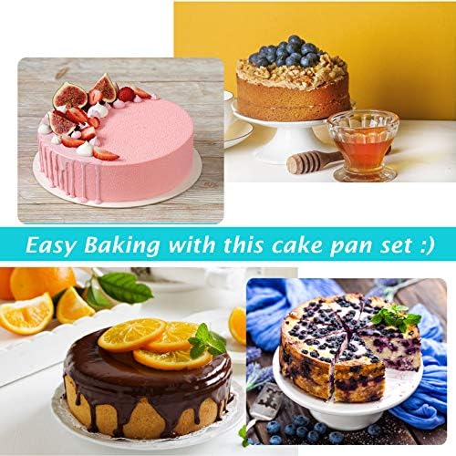 P&P CHEF 9.5 Inch Cake Pan Set of 2, Stainless Steel Round Baking Cake Pans