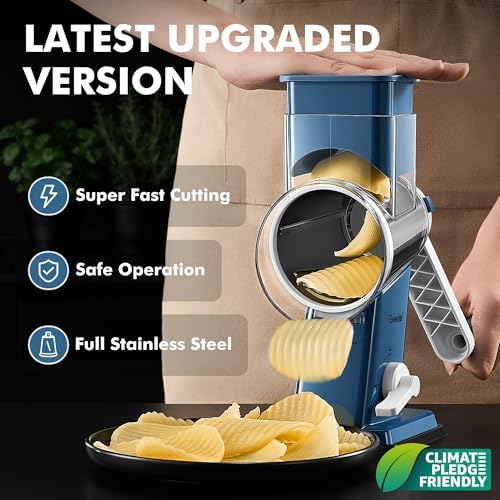 Geedel Upgraded Rotary Cheese Grater Hand Crank, Vegetable Shredder Slicer