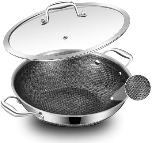 LOLYKITCH Hybird Nonstick Wok Pan with Lid | 12-Inch | Rivented Handle