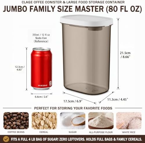 Airtight Coffee Canister 81oz with Magnetic Scoop, BPA Free