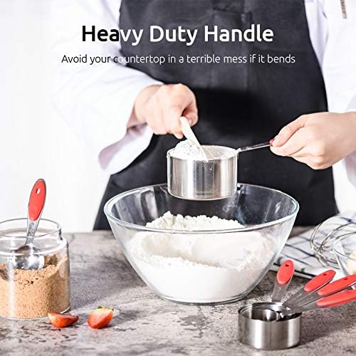 U-Taste Measuring Cups Spoons Set, 18/8 Stainless Steel, 10Pcs, Red