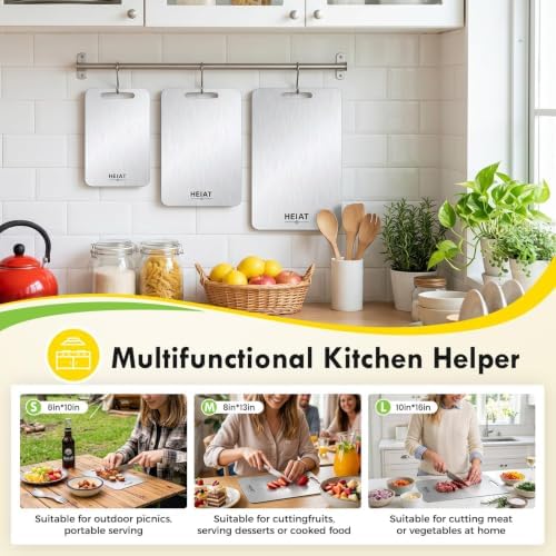 100% Titanium Cutting Board Set of 3, Double-Sided Kitchen Boards