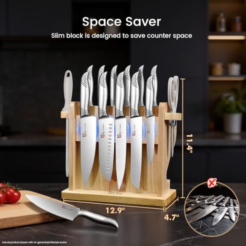 SYOKAMI 2026 Upgrade Japanese Kitchen Knife Set with Torii-Style Block