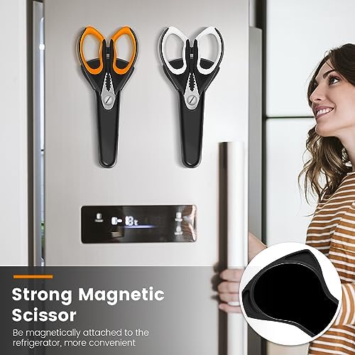 2 Pack Sharp Kitchen Scissors Set with Magnetic Holder