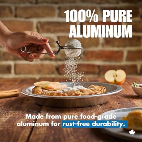 Norjac 9 Inch Pie Pan, 3 Pack, 1.25 Inch Deep, Round Aluminum Baking Pans for Oven, Rust-Free, Durable, Made in Canada