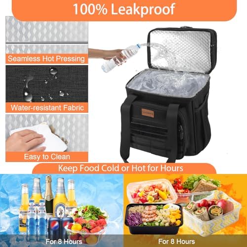 GLENKEY Expandable Lunch Box Insulated Tactical Cooler Bag Work Outdoor