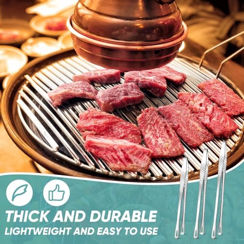 meekoo 6 Pcs Stainless Steel Korean BBQ Grill Tongs