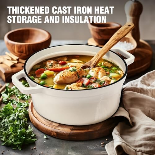 HAUSHOF 5.3QT Cast Iron Dutch Oven, Non-Stick Pot with Lid