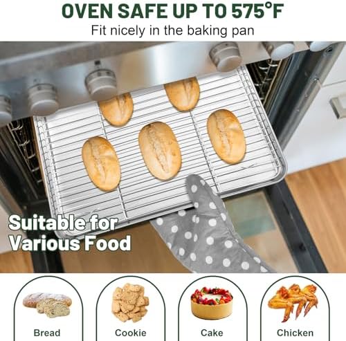 TeamFar Cooling Rack, 15.3” x 11.1” Stainless Steel Wire Baking Rack, 2PCS