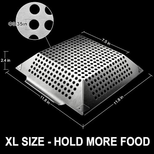 GRILLART Grill Basket Heavy Duty -Large Grill Baskets for Outdoor Grill Vegetables -Stainless Steel Veggie Grilling Basket/Pan - Lasting Grill Vegetable Basket BBQ Grill Accessories, Gifts for Dad Men