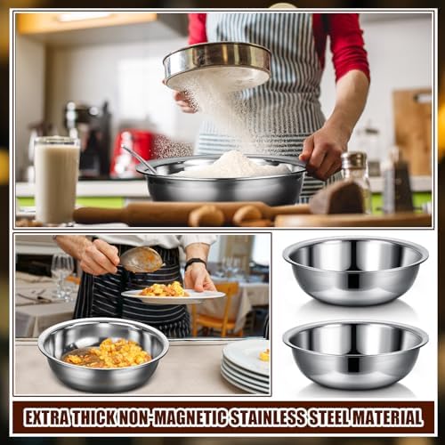 Nuogo 8 Pcs Stainless Steel Mixing Bowls Large for Salad, 16 Inch 13 Qt