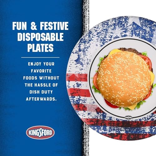 Kingsford Heavy Duty Paper Plates, American Flag, 10 Inch, 35 Count, 6-Pack