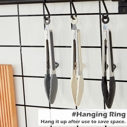 9" Kitchen Tongs for Cooking with Silicone Tips, Serving Tong for Salad BBQ