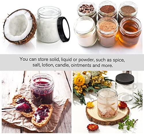 2 Pack 4 oz Small Glass Jars with Plastic Woodgrain Lids & Inner Liner