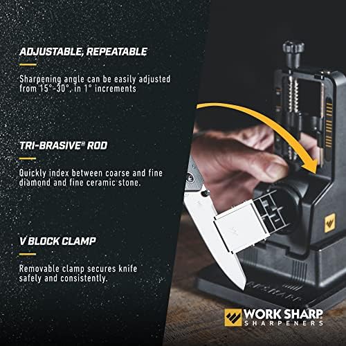 Work Sharp Precision Adjust Knife Sharpener Kit - Fixed Angle Sharpening System for Kitchen & Pocket Knives - Professional Guided Knife Sharpening Tool
