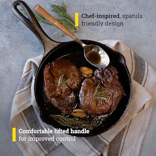 Lodge 8" Cast Iron Skillet - Chef Collection - Perfect Sear - Ergonomic Handles - Superior Heat Retention - Cast Iron Cookware & Skillet (Pack of 2)