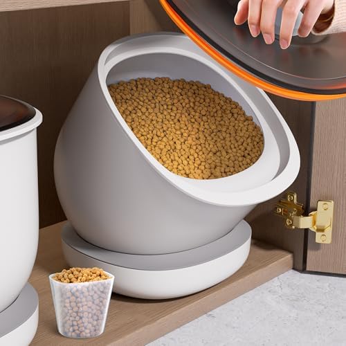 CTIME Airtight Cat Food Container for Small Dog Bird Pet Treats & Dry Food -6 lb(White)