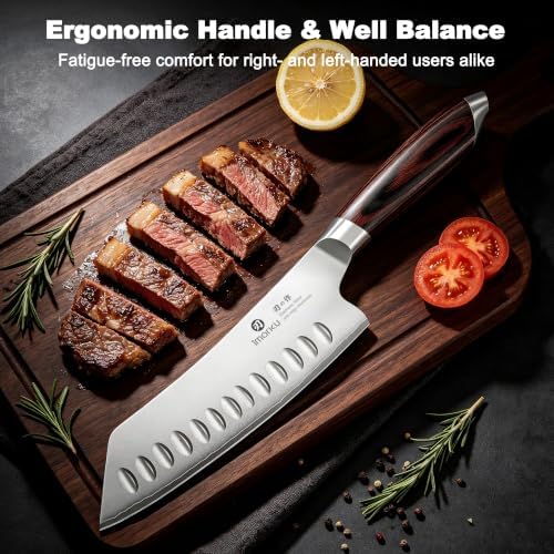 imarku Japanese Santoku Knife 7 Inch, 10Cr15CoMoV 3-Layer Stainless Steel